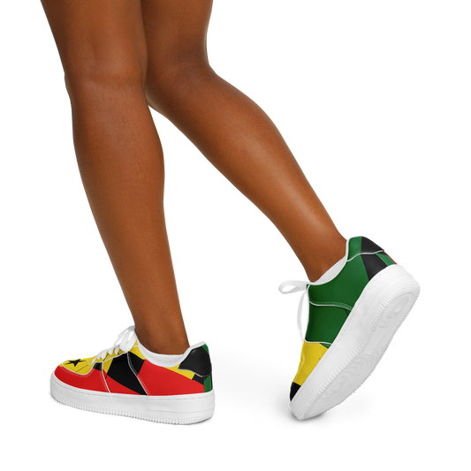 Women's Red Yellow Green and Black Stars Pattern All Over Print Urban Peak High Top Shoes