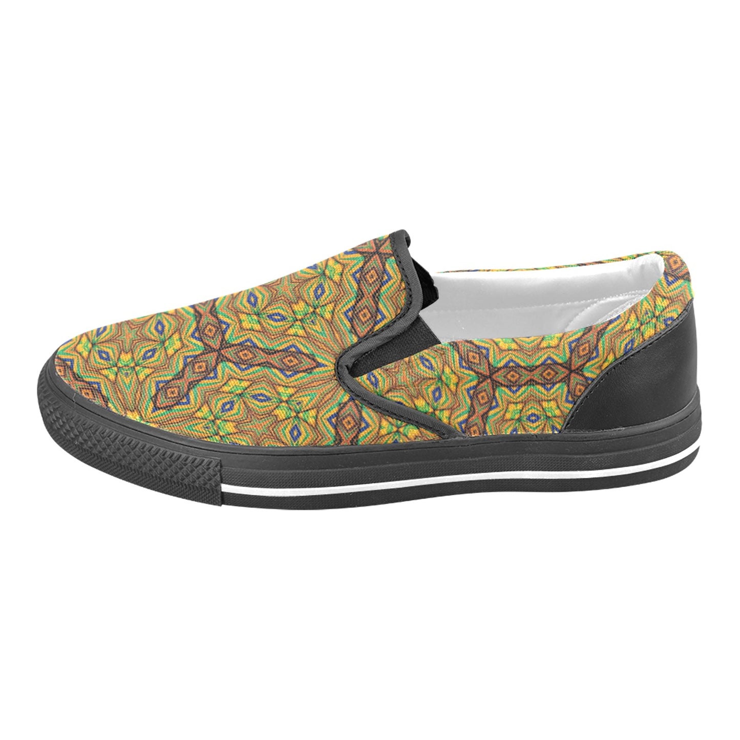 Men's Kaleidoscope Geo Pattern Unusual Slip-on Canvas Shoes