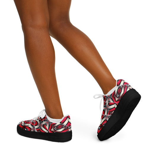Women's Red Geometric Kaleidoscope Core Low Shoes