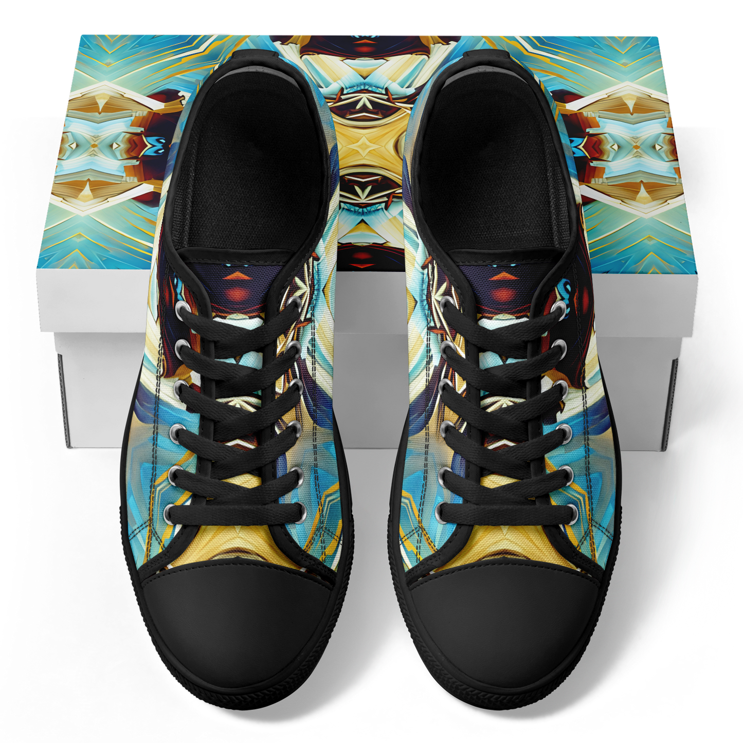 Men's Abstract Teal & Gold Pattern All Over Print Urban Peak Low Shoes