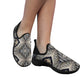Women's Monochrome Geo Kaleidoscope Pattern All Over Print Fly Weave Drop-in Heel Sneakers.