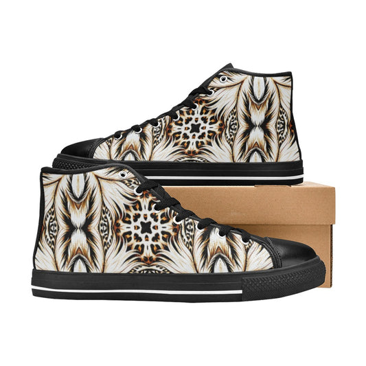 Women's Golden Baroque Pattern All-Over Print Classic High Top Canvas Shoes.