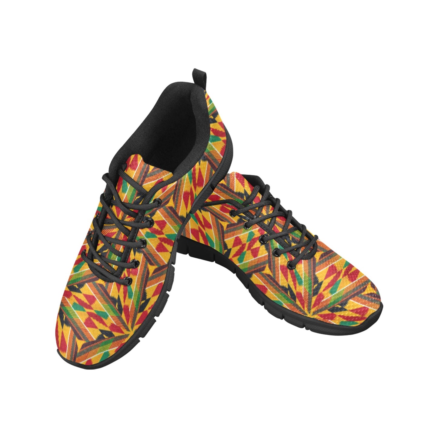 Men's Vibrant African Kente Geometric Pattern All-Over Print  Breathable Running Shoes