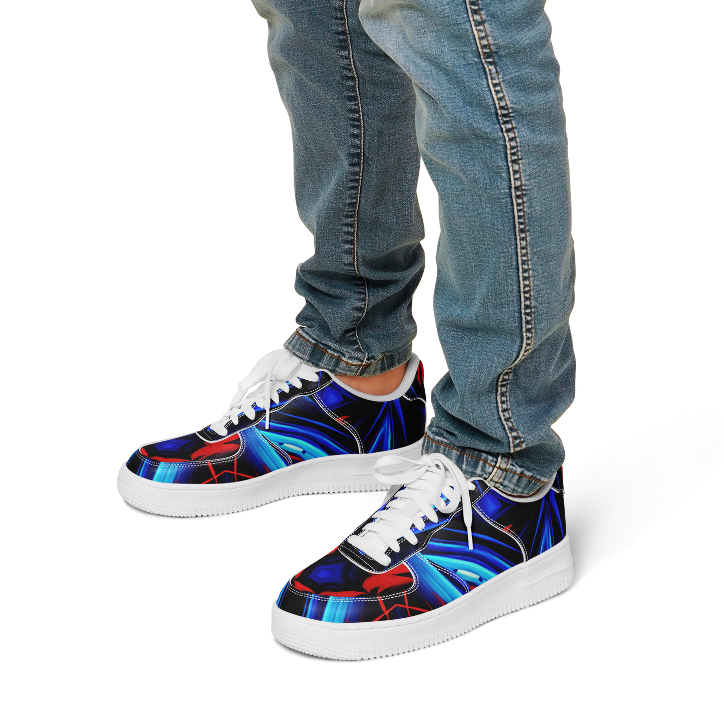 Men's Blue & Red Kaleidoscope Pattern All Over Print Core Low Shoes