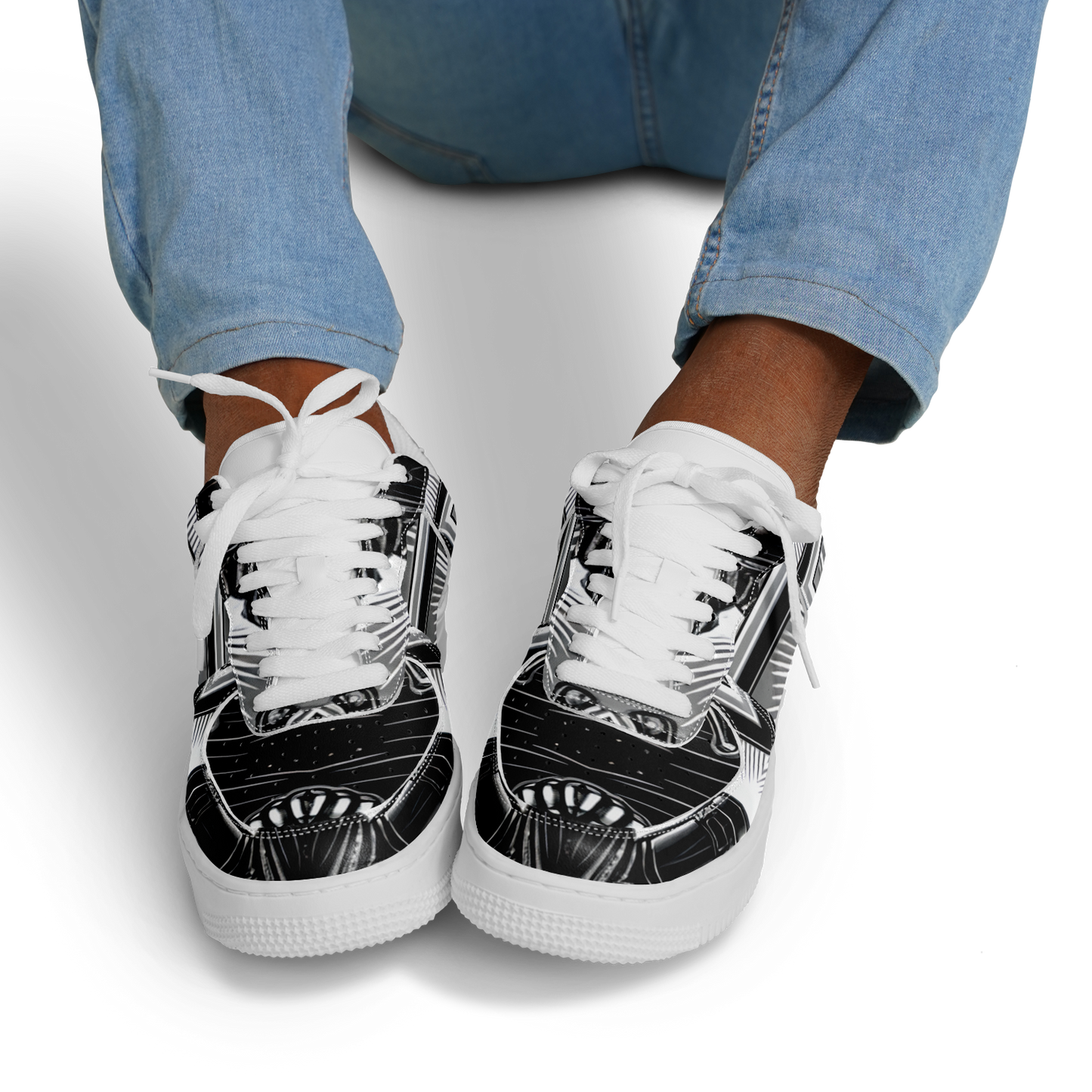 Men' Monochrome Gothic Kaleidoscope Pattern All Over Print Core Low Shoes