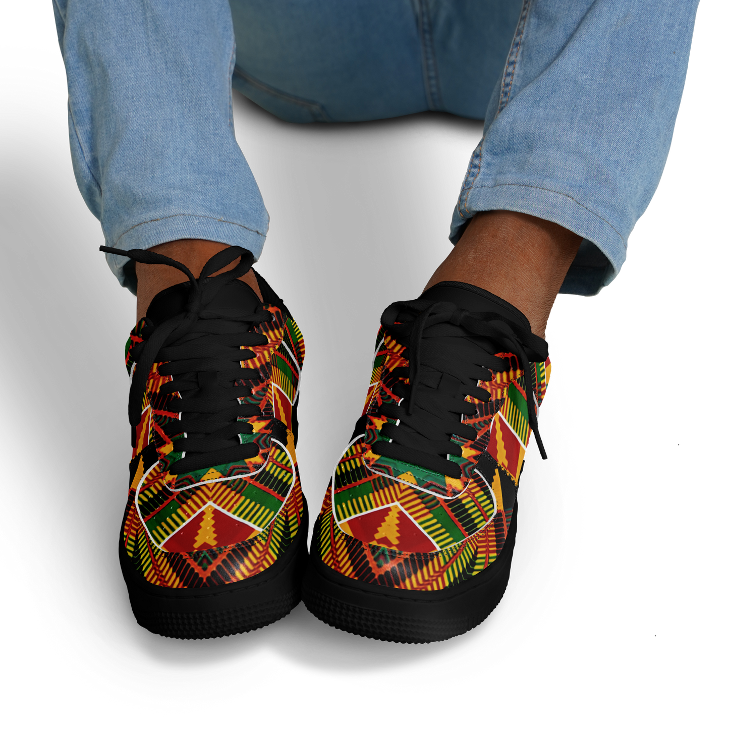 Men's Vibrant African Kente Geometric Pattern All-Over Print  Core Low Shoes