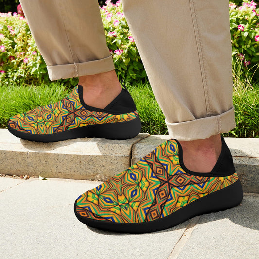 Men's Kaleidoscope Geo Patterned Fly Weave Drop-in Heel Sneakers