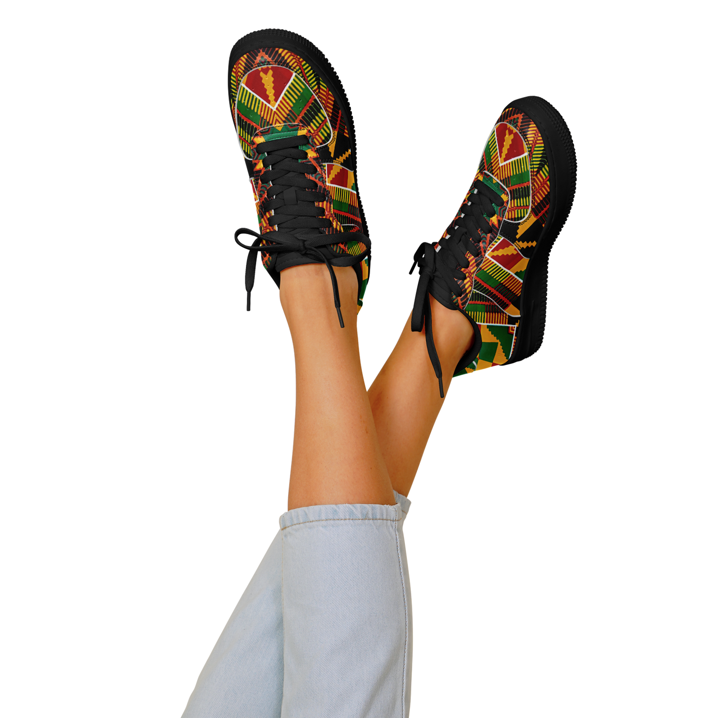 Women's Vibrant African Kente Geometric Pattern All-Over Print  Core Low Shoes