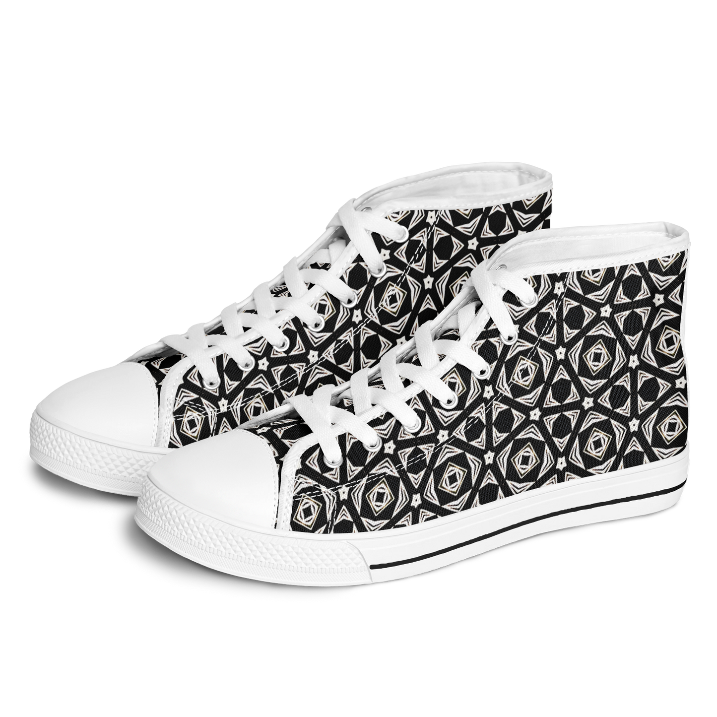 Women's Black Geometric Pattern Urban Peak High Top Shoes