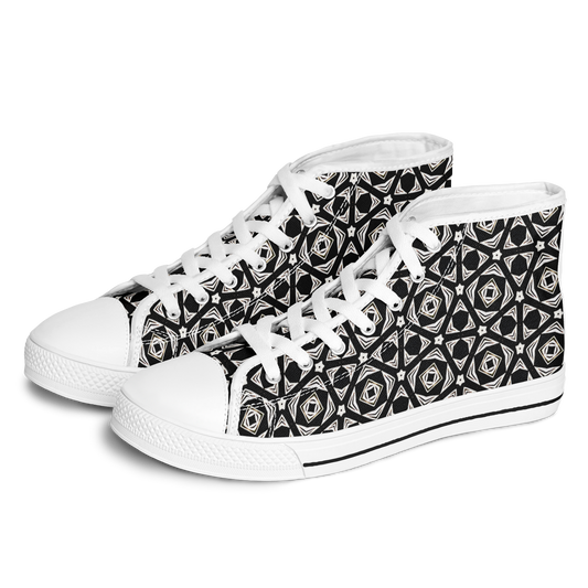 Women's Black Geometric Pattern Urban Peak High Top Shoes