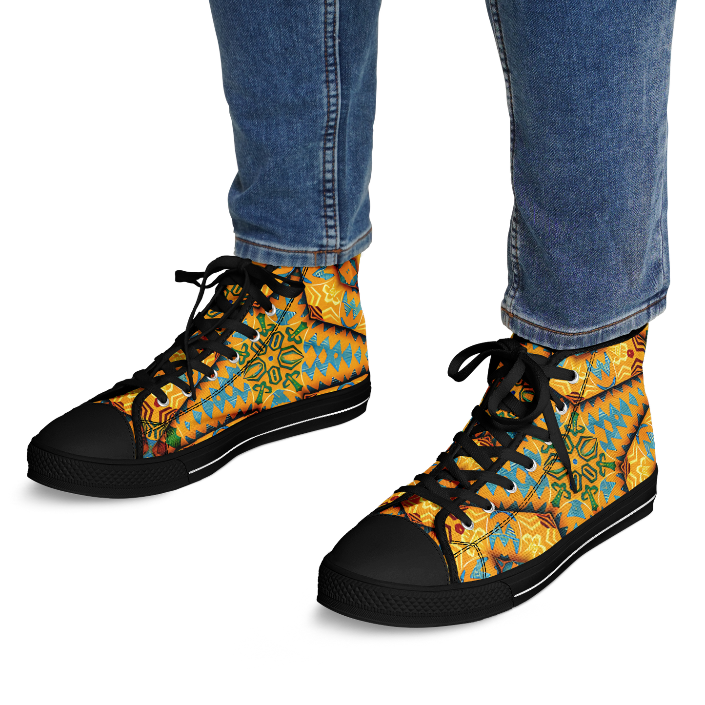 Men's Golden Geometric Mosaic Pattern Urban Peak High Top Shoes