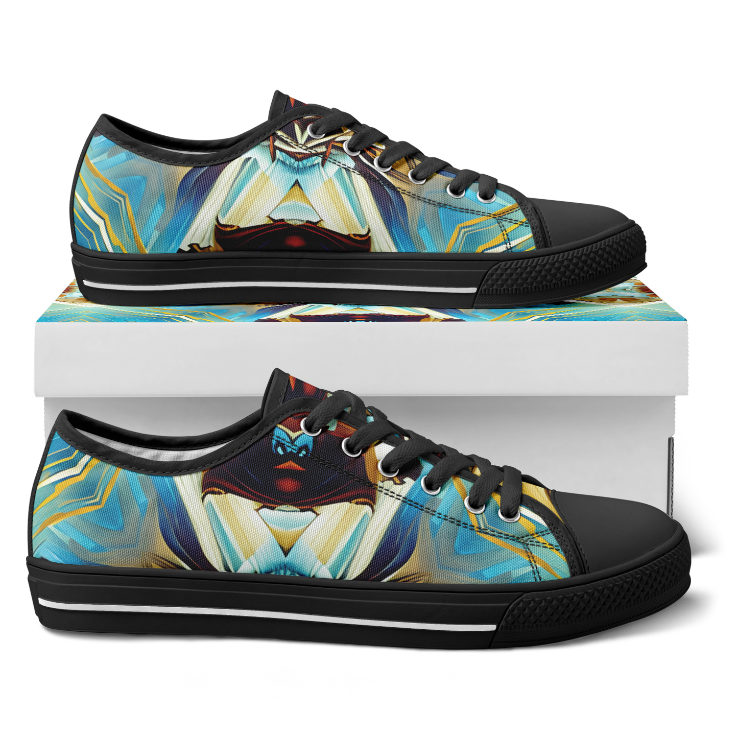 Women's Abstract Teal & Gold Pattern All Over Print Urban Peak Low Shoes