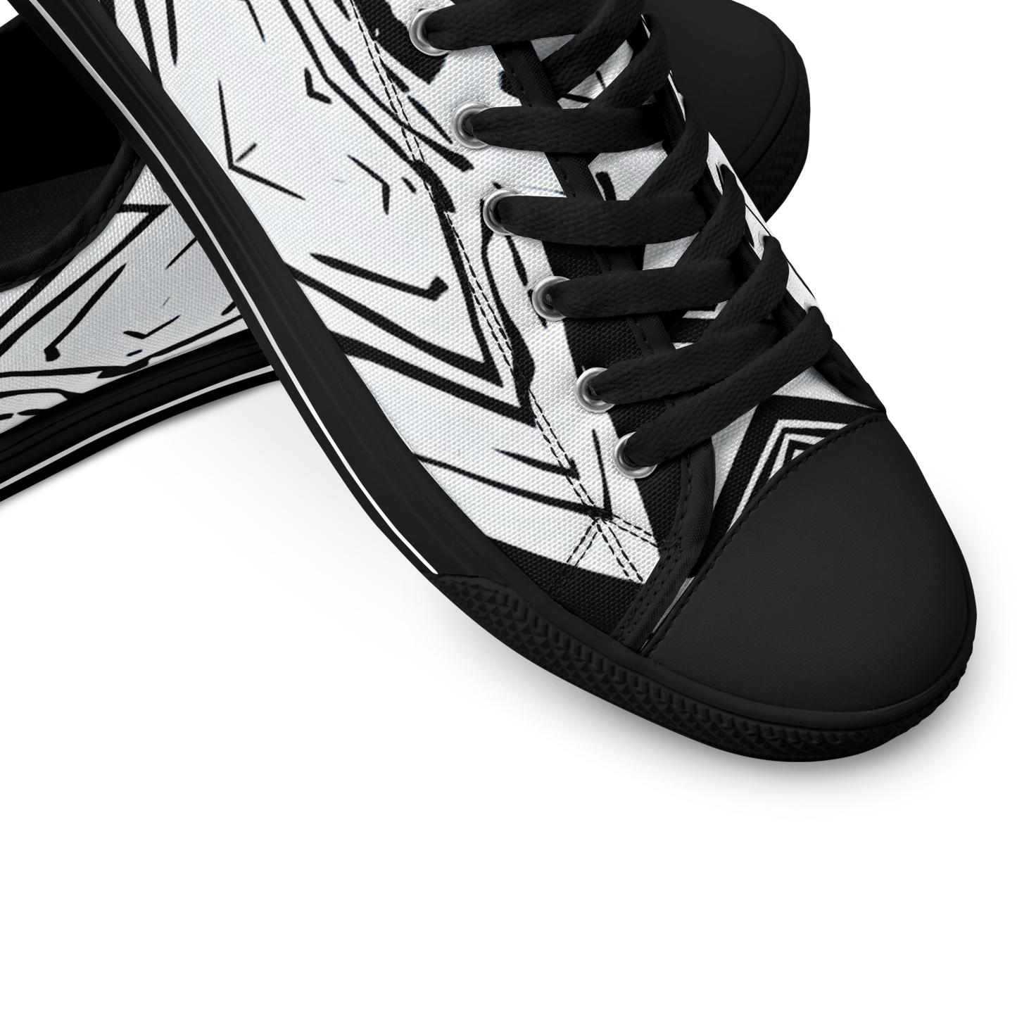 Men's Black & White Kaleidoscope Pattern All Over Print Urban Peak Low Shoes