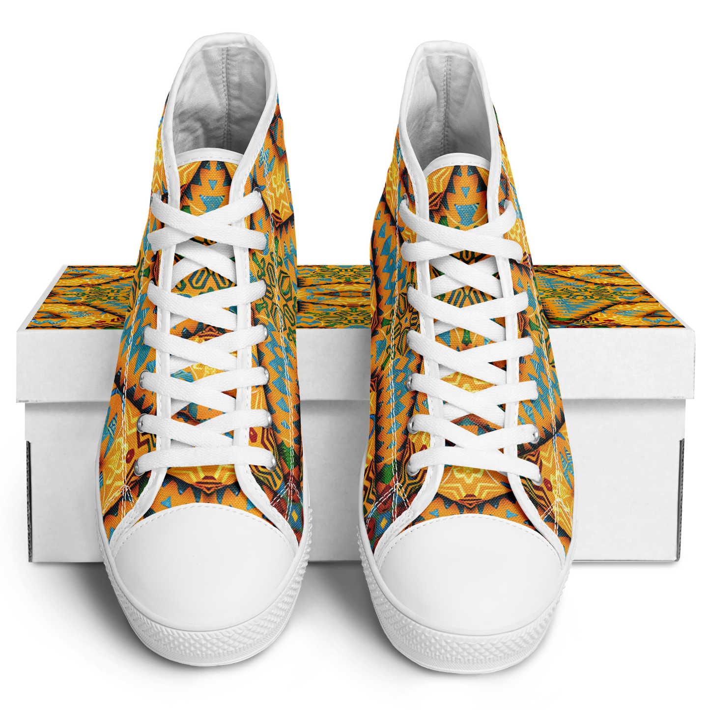 Women's Golden Geometric Mosaic Pattern Urban Peak High Top Shoes