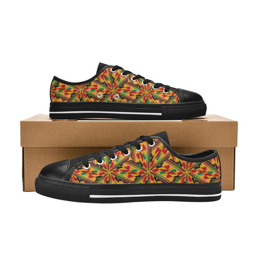 Women's Vibrant African Kente Geometric Pattern All-Over Print Low Top Canvas Shoes