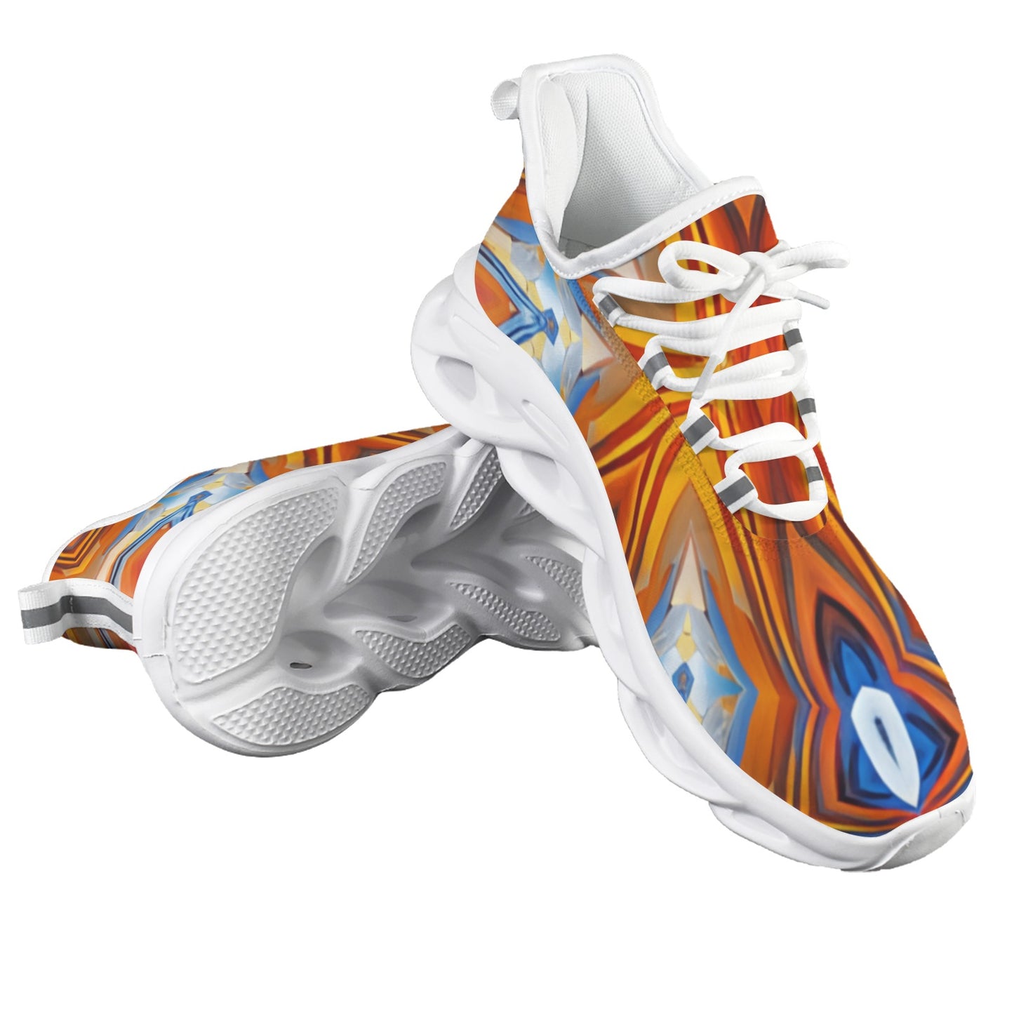 Men's Abstract Flame Kaleidoscope Pattern All Over Print All Over Print Twisted Sole Sneakers