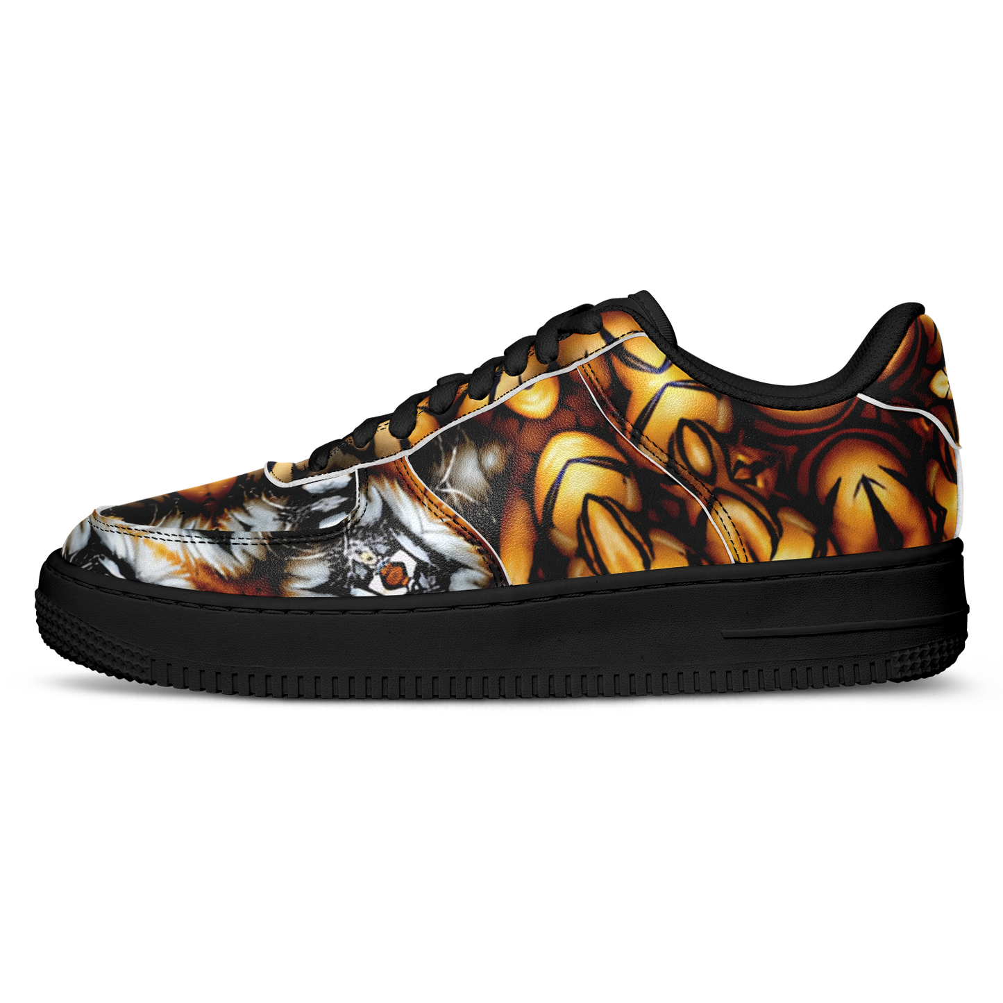 Men's Golden & Black Kaleidoscope Pattern All-Over Print Core Low Shoes