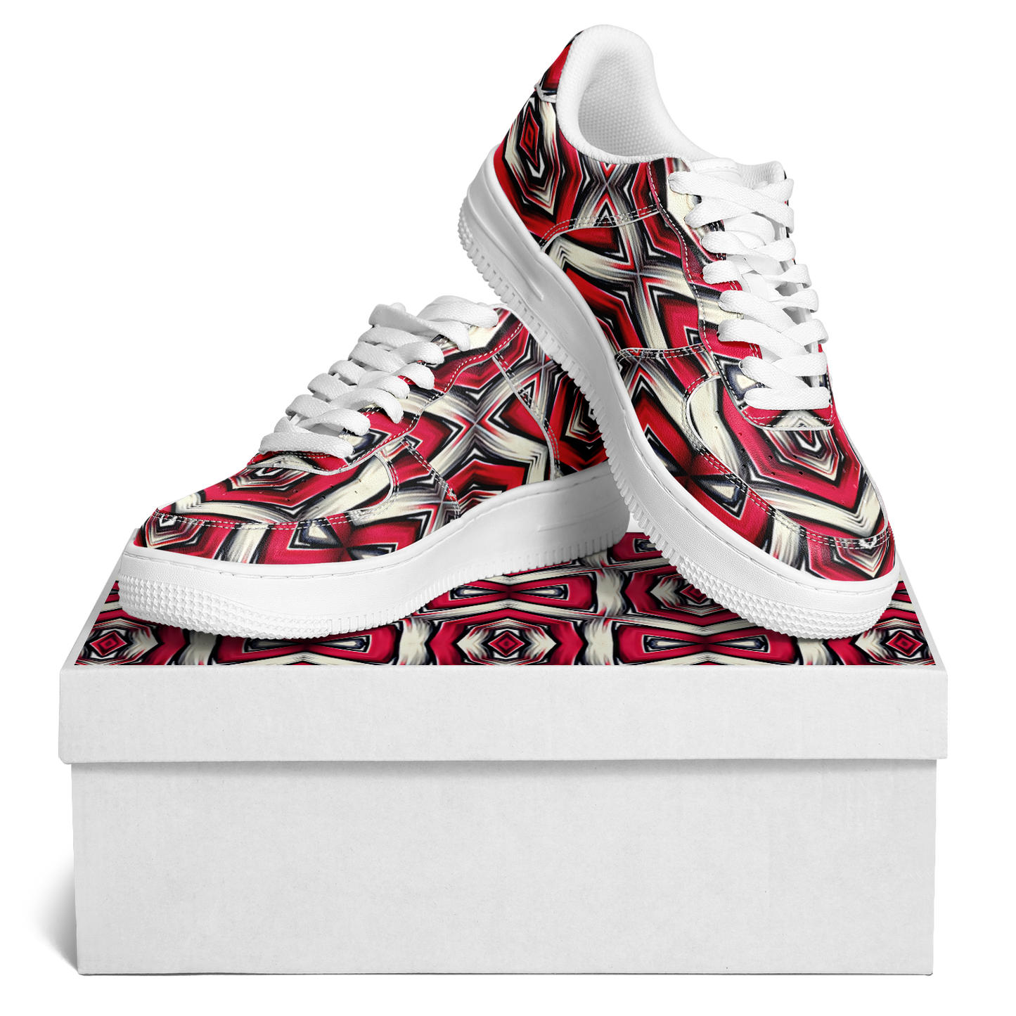Men's Red Geometric Kaleidoscope pattern Core Low Shoes