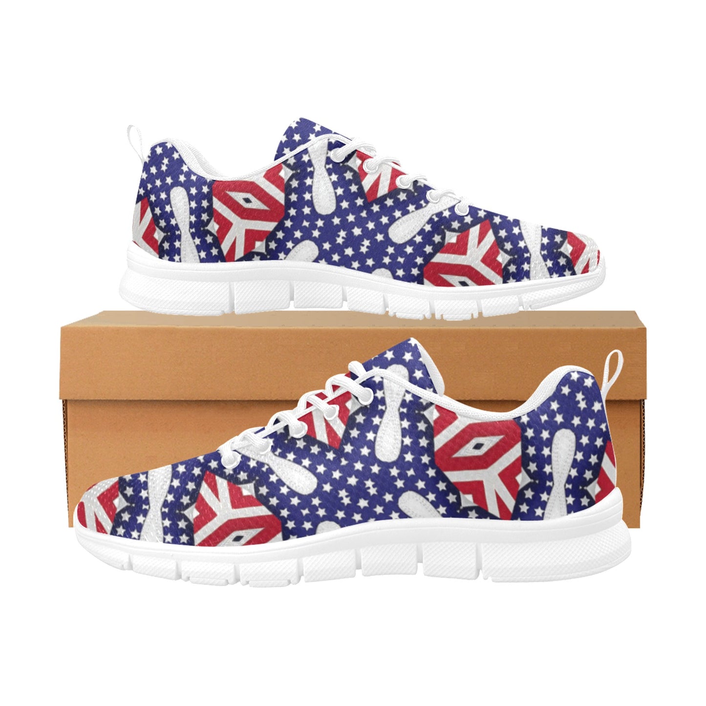 Women's Patriotic Stars & Stripes All Over Print Breathable Running Shoes