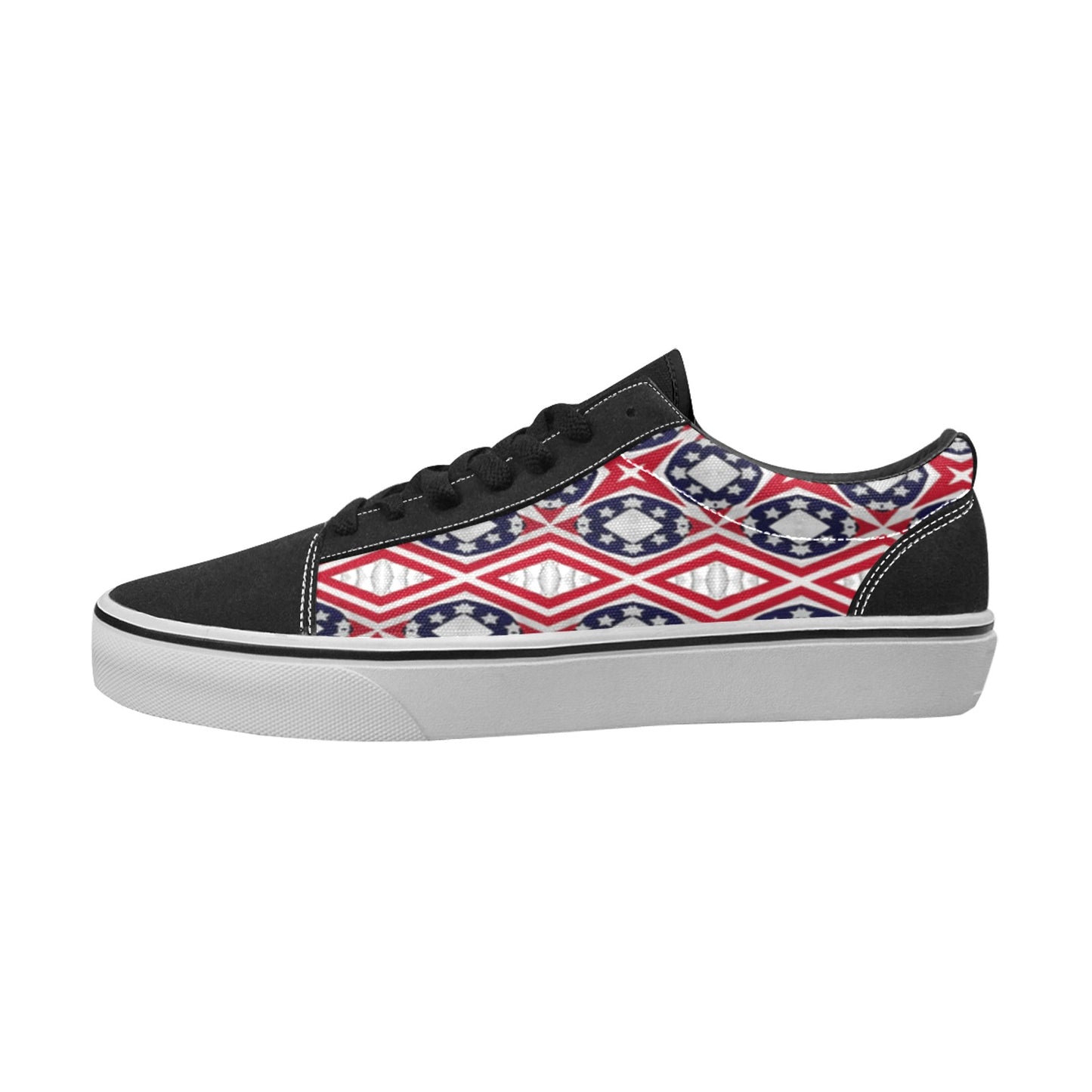 Men's Patriotic Red White Blue Geometric Low Top Skateboarding Shoes