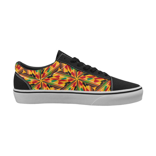 Women's Vibrant African Kente Geometric All-Over Print Low Top Skateboarding Shoes
