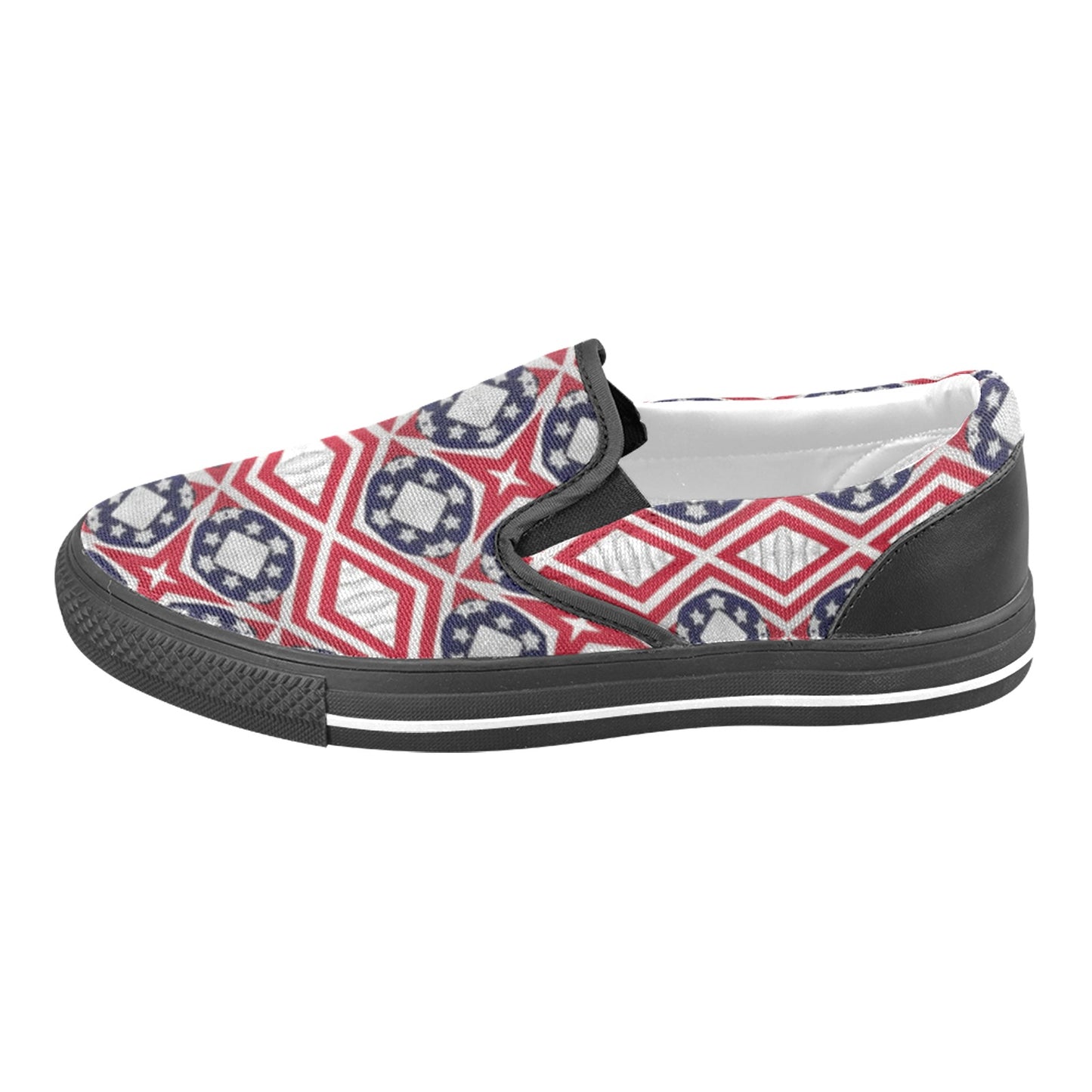 Women's Patriotic Red White Blue Geometric Unusual Slip-on Canvas Shoes