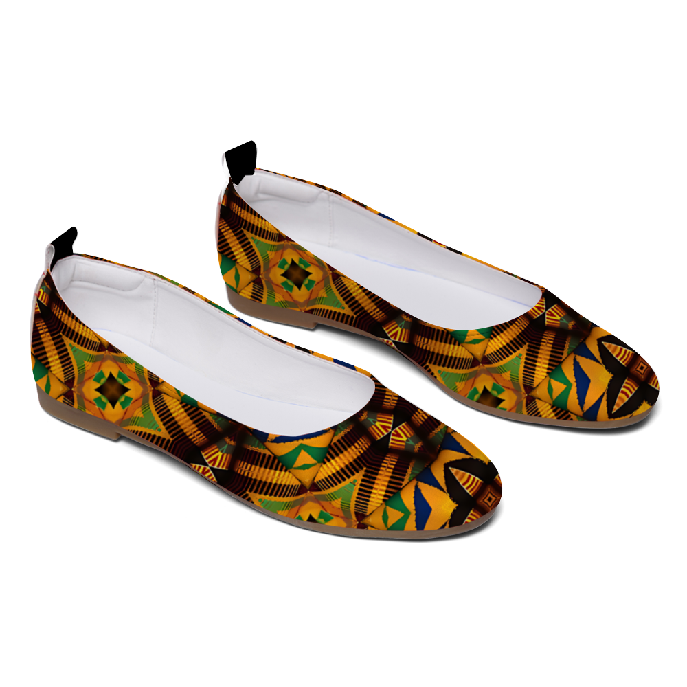 Women's Unisex Flat Leather Comfortable Round Toe Slip
