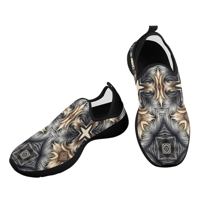 Women's Neutral Geometric Floral Pattern All Over print Fly Weave Drop-in Heel Sneakers.
