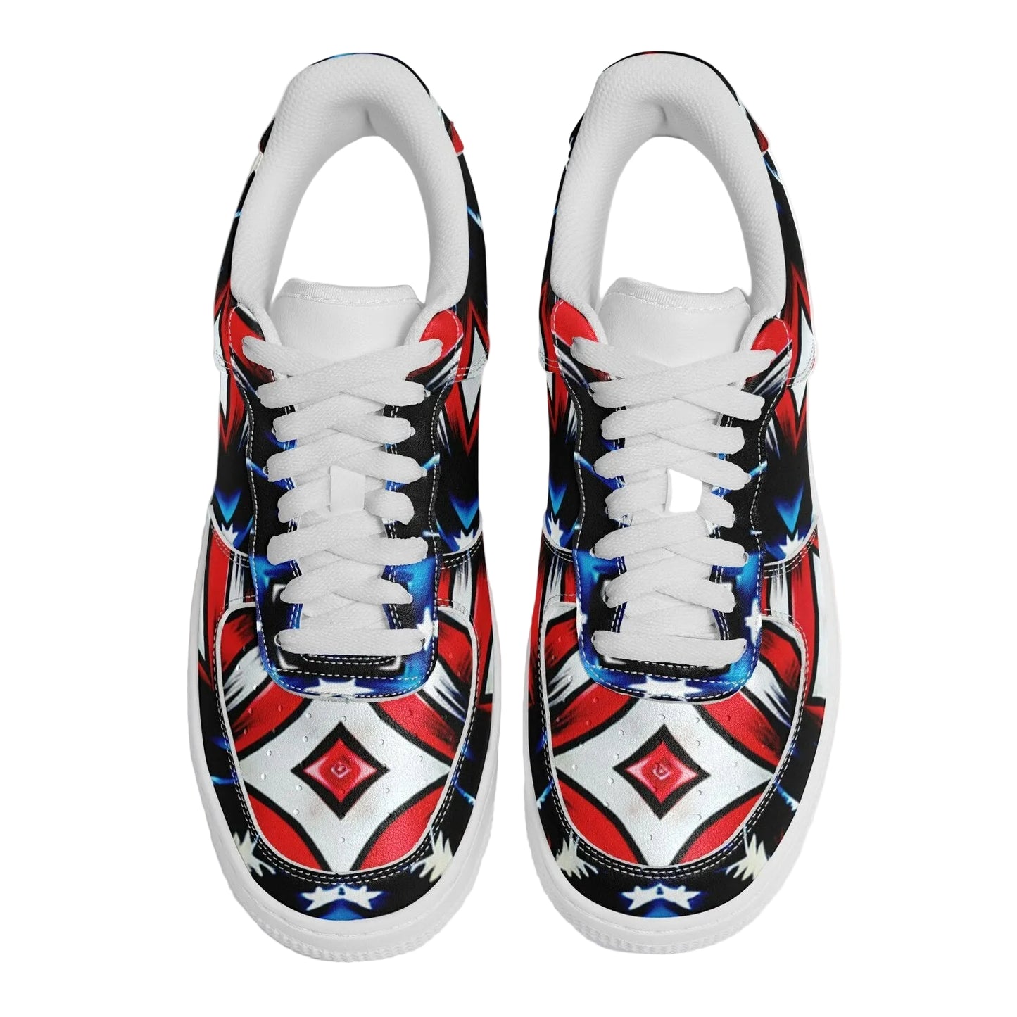 Women's Red White Blue Geometric Pattern All-Over Print Core Low Shoes