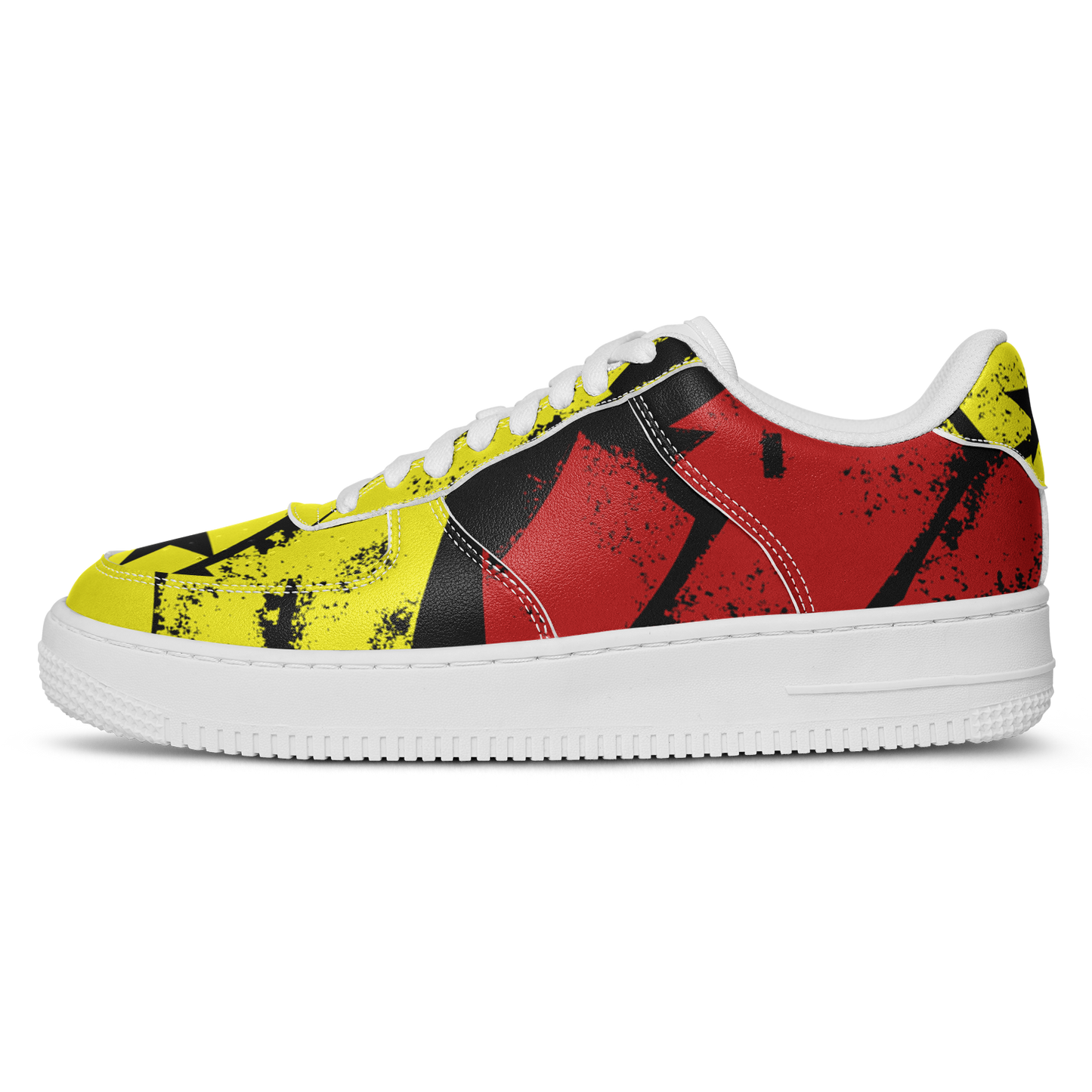 Men's Red Yellow Green and Black Stars Pattern All Over Print Urban Peak High Top Shoes