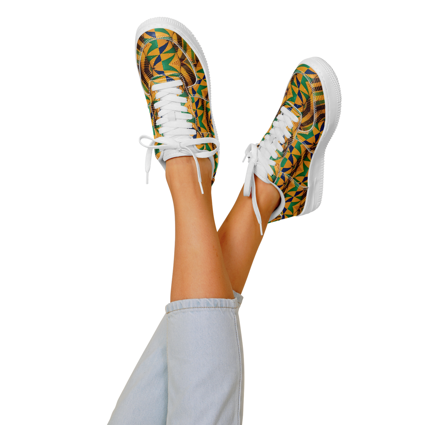 Women's Vibrant African Kente Geometric Pattern All-Over Print Core Low Shoes