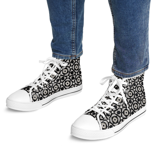 Men's Black Geometric Pattern Urban Peak High Top Shoes