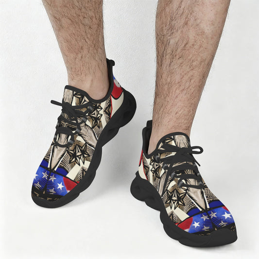 Men's Patriotic Star Kaleidoscope Pattern All-Over Print Twisted Sole Sneakers