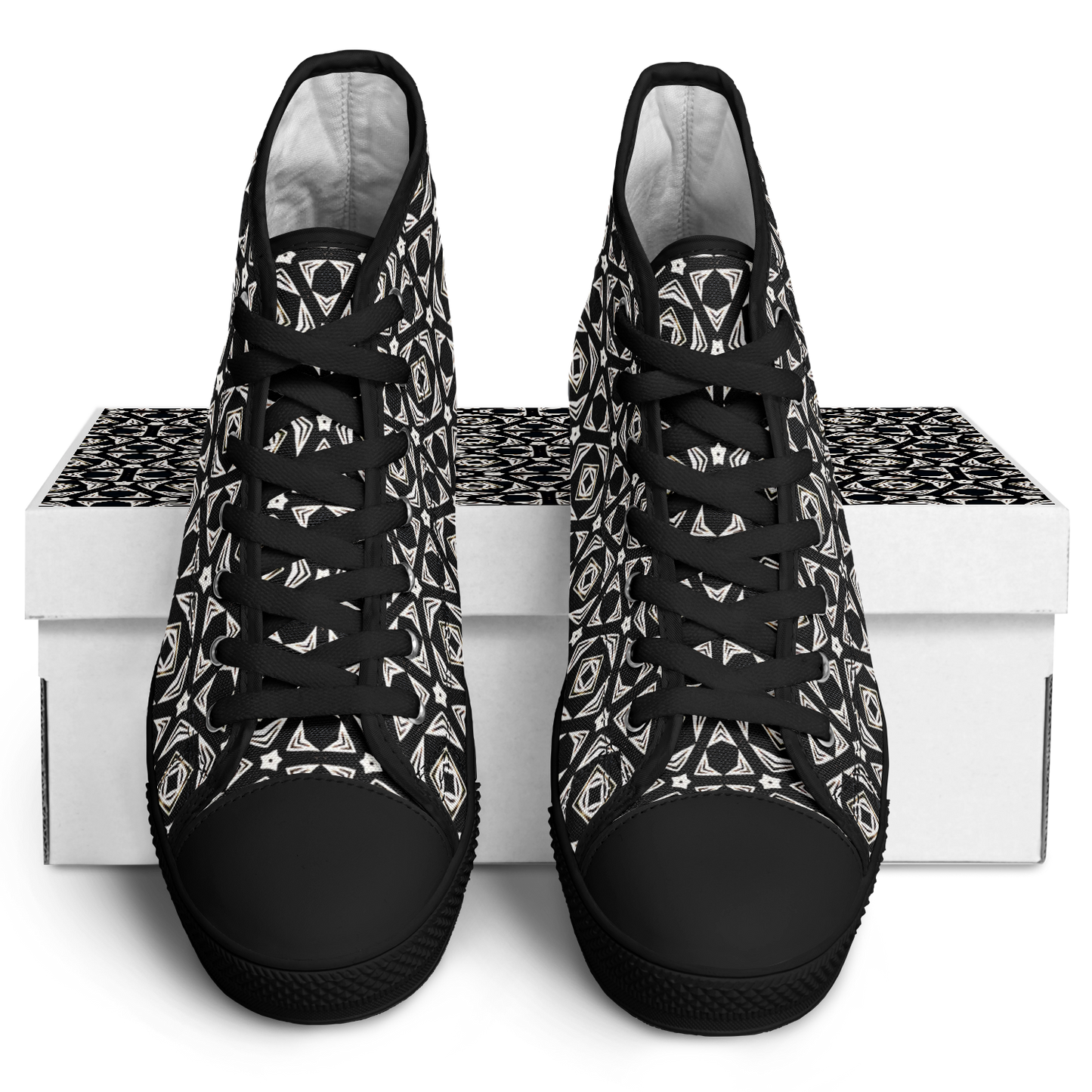 Women's Black Geometric Pattern Urban Peak High Top Shoes