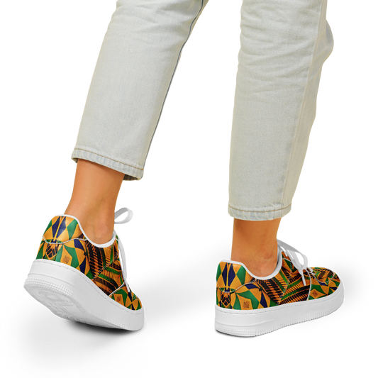 Women's Bold African Kente Inspired Pattern All-Over Print Core Low Shoes