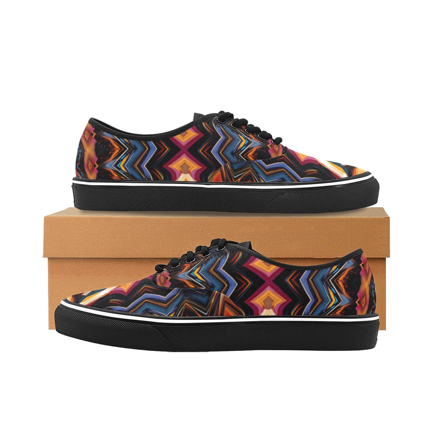 Men's Bold Geometric Pattern All-Over Print Classic Canvas Low Top Shoes