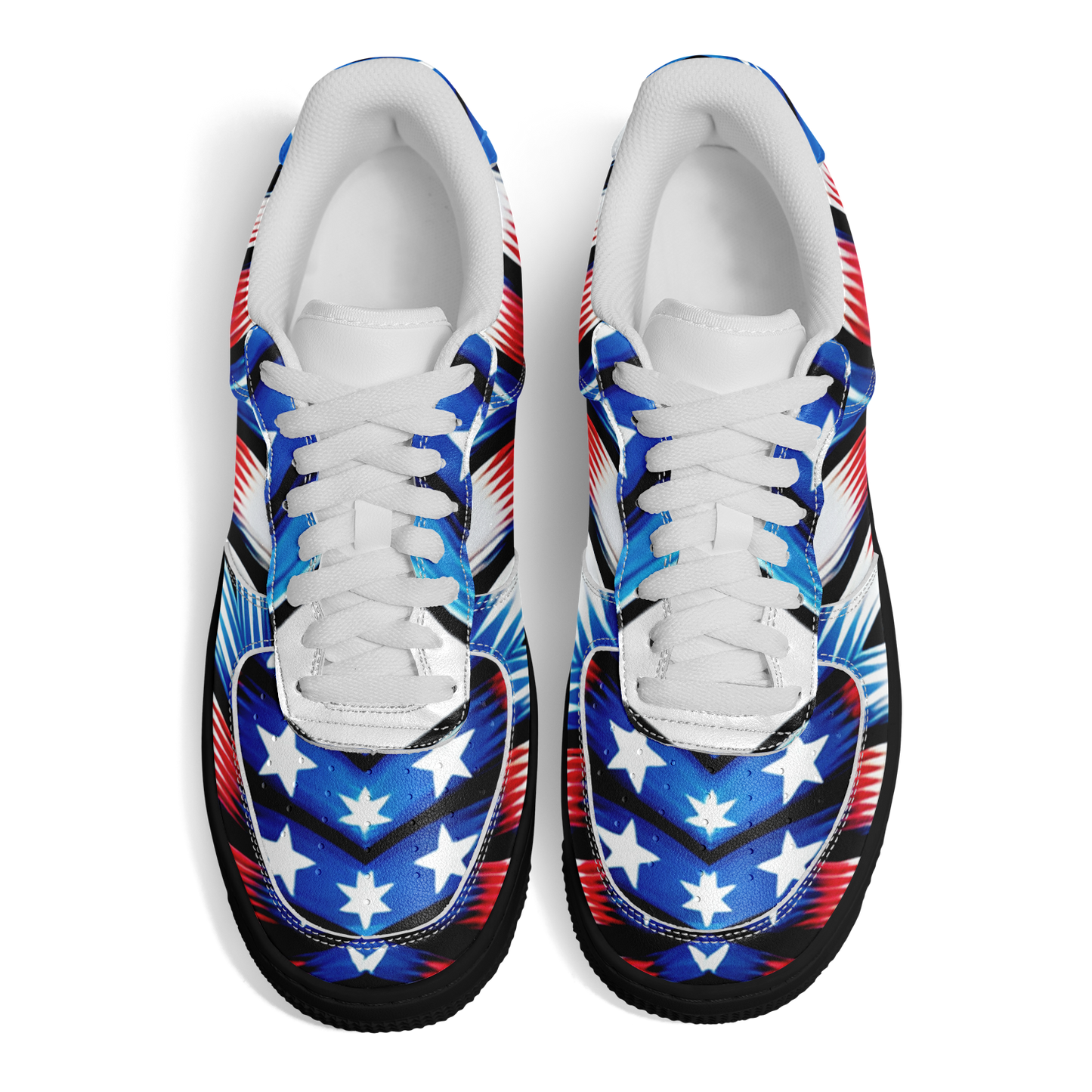 Men's Red White Blue Geometric Pattern All-Over Print Core Low Shoes