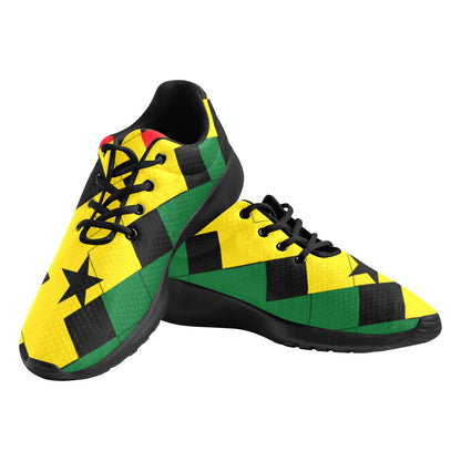 Men's Ghana Flag & Black Star Pattern All-Over Print Athletic Shoes