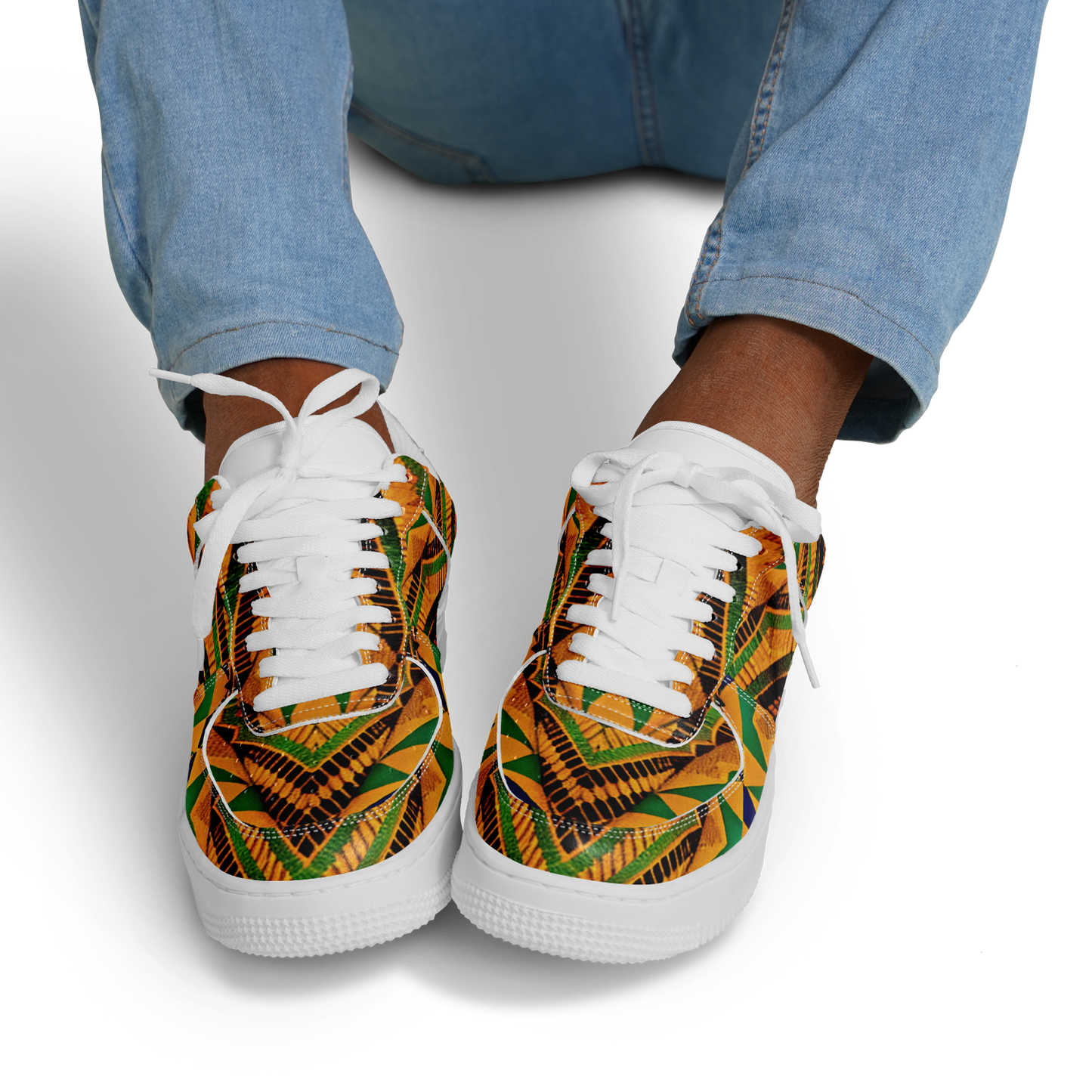Men's Bold African Kente Inspired Pattern All-Over Print Core Low Shoes