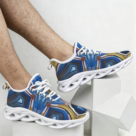 Men's Abstract Blue Geode Kaleidoscope Pattern All Over Print All Over Print Twisted Sole Sneakers