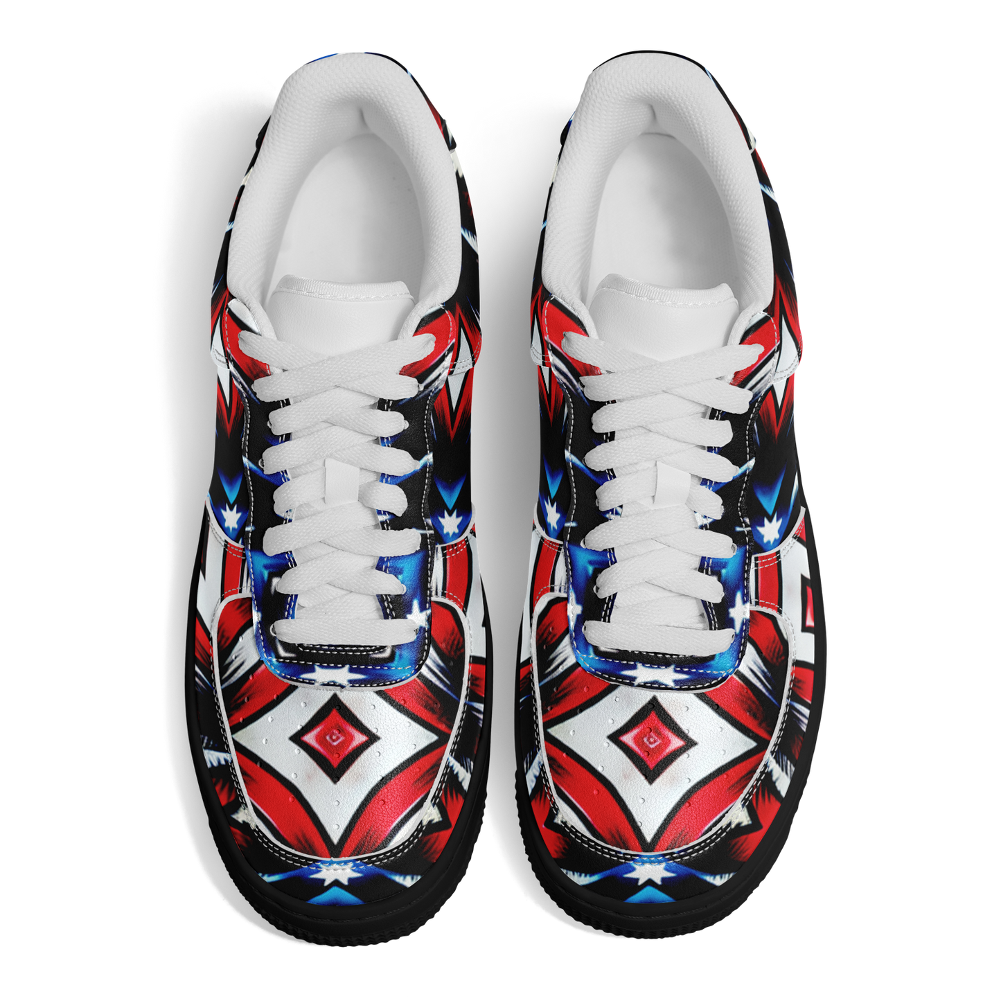 Women's Red White Blue Geometric Pattern All-Over Print Core Low Shoes