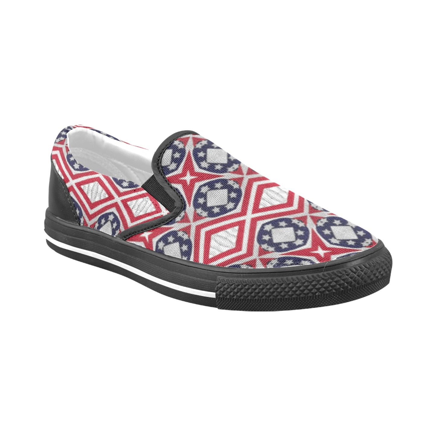 Women's Patriotic Red White Blue Geometric Unusual Slip-on Canvas Shoes