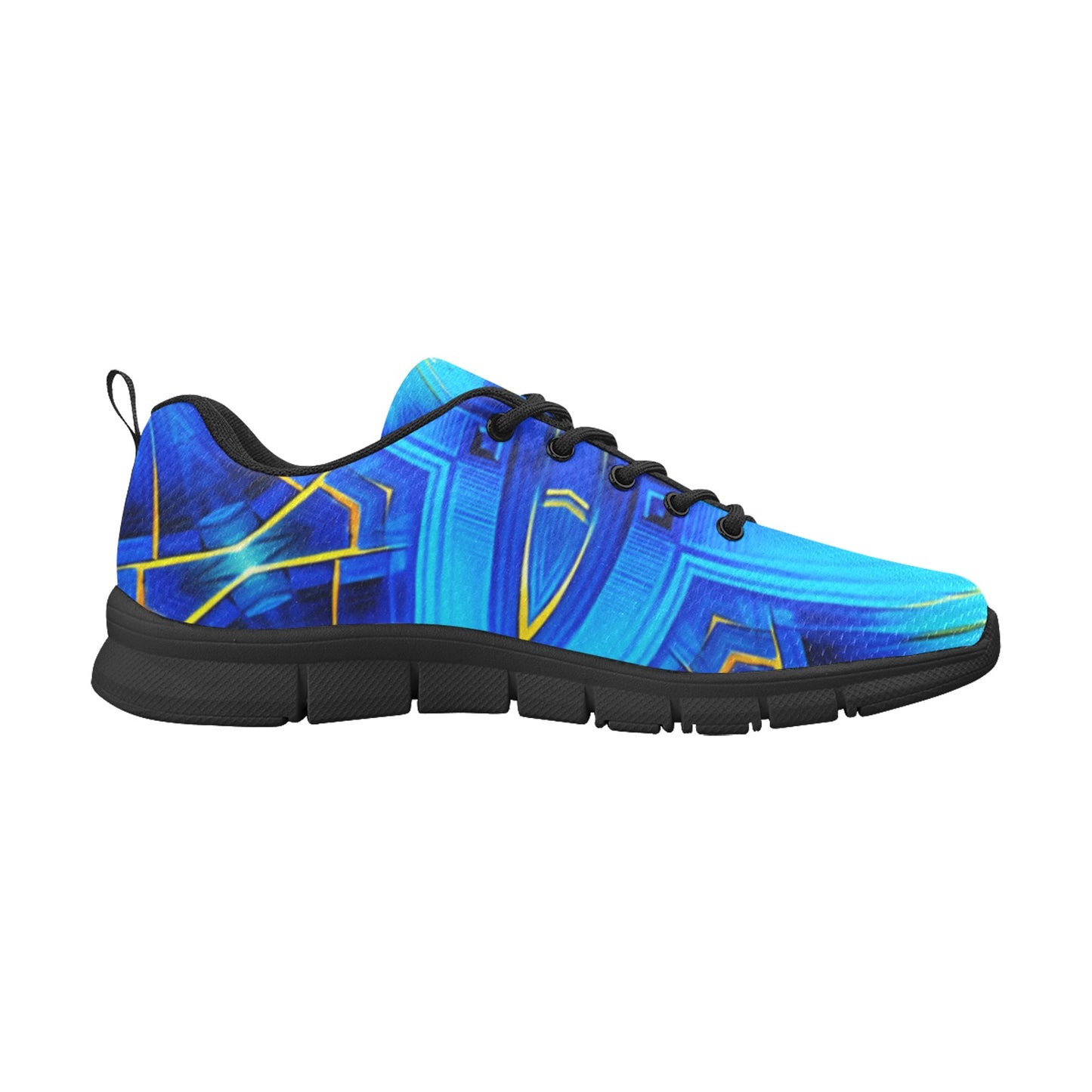 Women's Vibrant Blue Geometric All-Over Print  Breathable Running Shoes