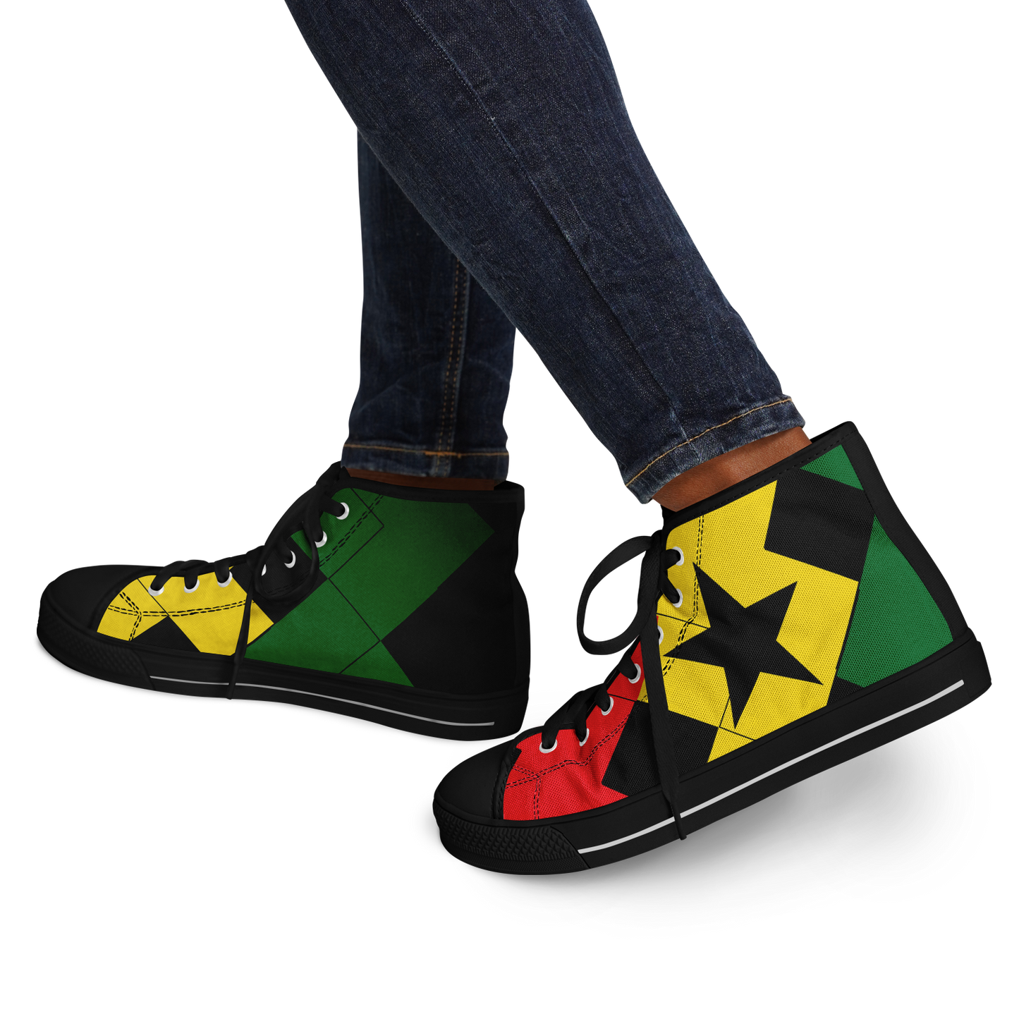 Women's Red Yellow Green and Black Stars Urban Peak High Top Shoes