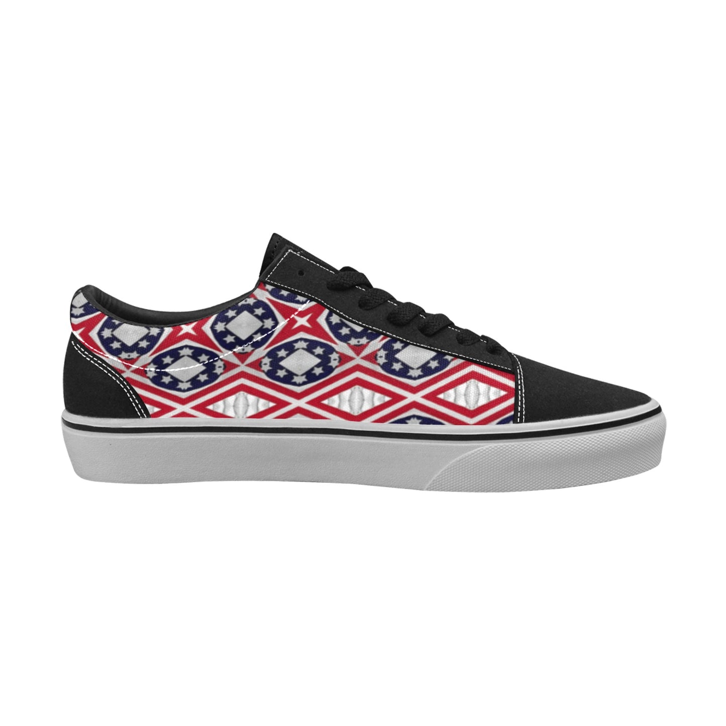 Women's Patriotic Red White Blue Geometric  Low Top Skateboarding Shoes