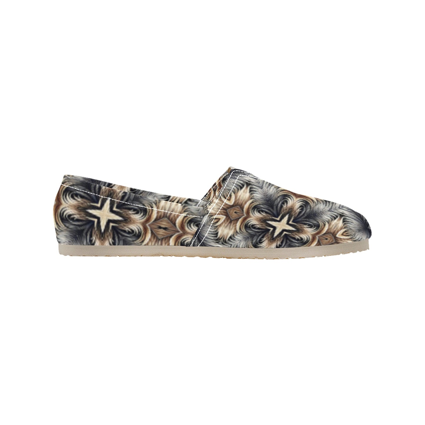 Women's Neutral Geometric Floral Pattern All Over print  Classic Canvas Slip-On