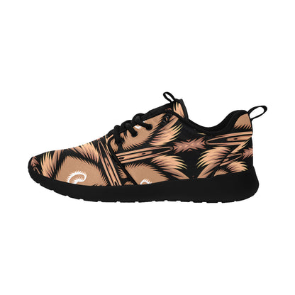Men's Brown Geometric Pattern All-Over Print Men's Pull Loop Sneakers (Model 02001)