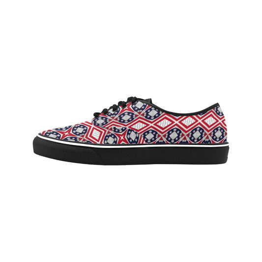 Men's Patriotic Red White Blue Geometric Classic Canvas Low Top Shoes