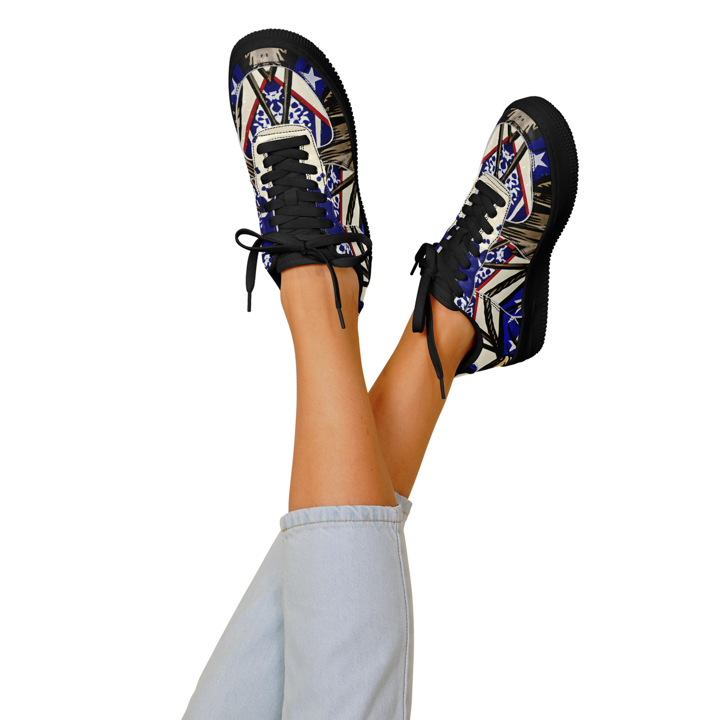 Women's Kaleidoscope Star Pattern All-Over Print Core Low Shoes
