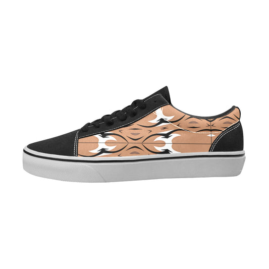 Men's Desert Tan Ikat Pattern Low Top Skateboarding Shoes